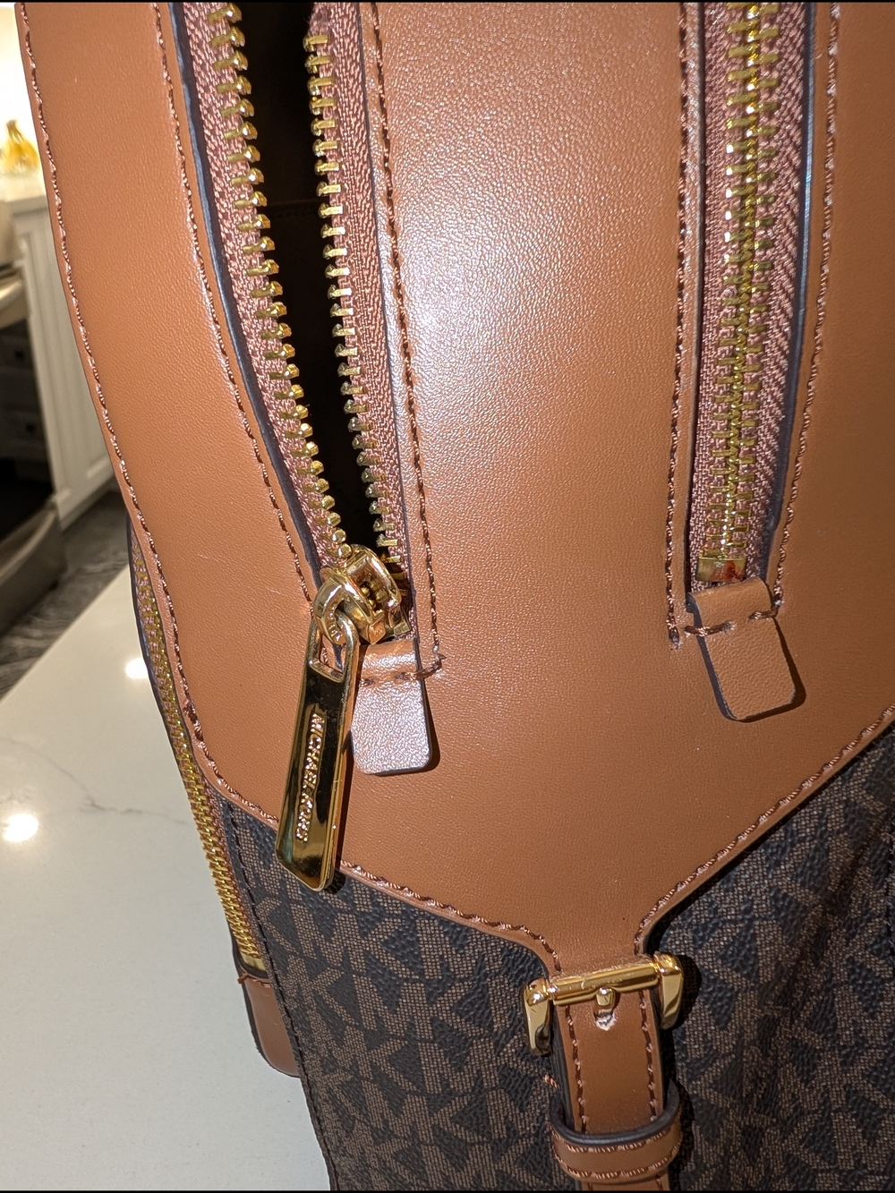 Michael Kors Jaycee Large Zip Pocket Backpack In Brown - Picture 9 of 12